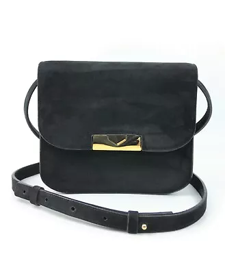 Victoria Beckham Eva Black Calfskin Suede Crossbody Bag • $300