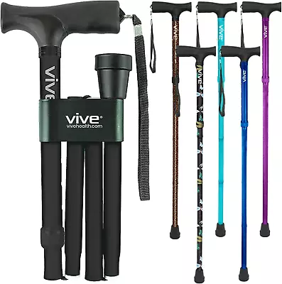 Vive Folding Cane - Lightweight Foldable Walking Stick For Men & Women - & For - • £26.20