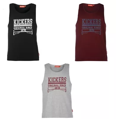 Mens Kickers Print Vest - Rrp £12.99. Black/grey/burgundy - Sale 20% Off • £9.99