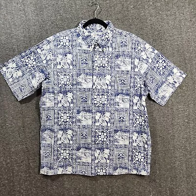 VINTAGE Reyn Spooner Hawaii Ponoī Quilt Sz XL Blue PULLOVER Aloha Shirt Hawaiian • $49.99