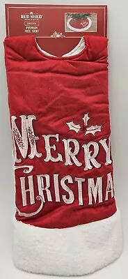 New Red Shed Christmas Tree Skirt 48  Brand New Merry Christmas Holly Leaf • $27.49