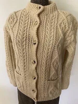 Vintage B Altman & Co Hand Knit In Ireland Cable Wool Women's Cardigan S • $39.99