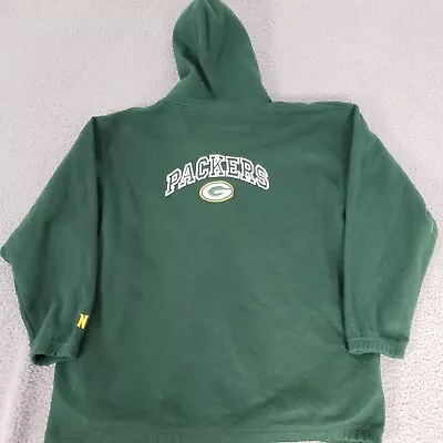 Green Bay Packers Jacket Mens Extra Large Green Hooded Fleece Full Zip Logo XL • $24