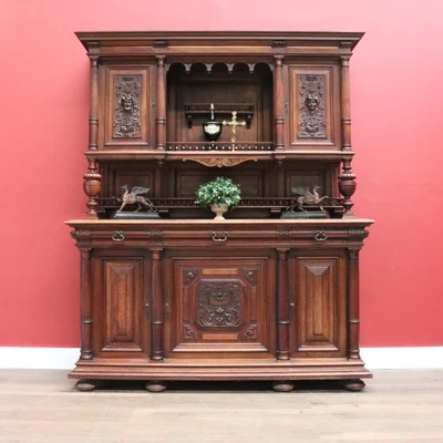 $3350 • Buy Antique Sideboard, French Walnut Sideboard, Buffet Cabinet Cupboard With Drawers