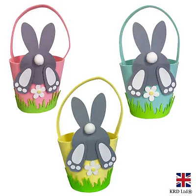 £13.59 • Buy Easter Felt Pom Pom Basket Kids Egg Treasure Hunt Party Handle Bag Gift Decor UK
