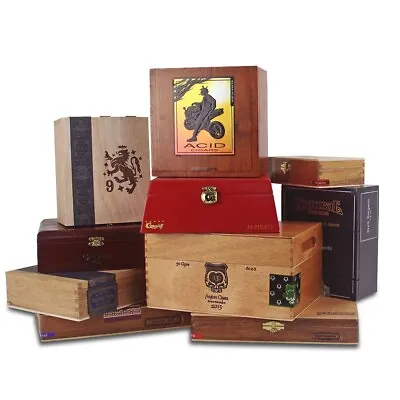 SET OF 10: Empty WOODEN Cigar Boxes [Set/10] • $25