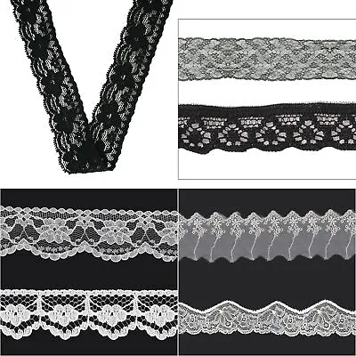 Vintage Style Lace Trim Crochet Ivory White Black Wedding Sewing Bridal Ribbon • £9.99