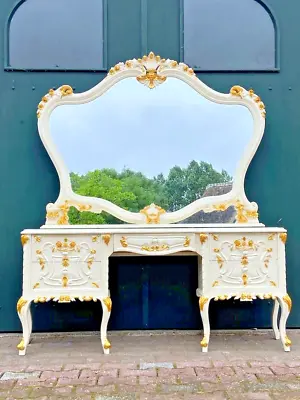Elegant Louis XVI Baroque Rococo Style Vanity Dressing Table And Mirror Set • $2610