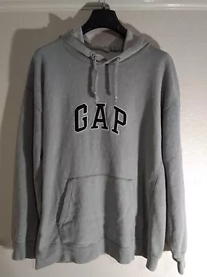 Gap Sweatshirt Hoodie Extra Large XL Grey Heavyweight Logo Cotton Free Postage! • £11.95