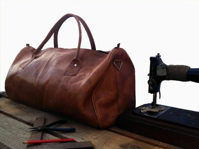 $61.10 • Buy 24  Men's Leather Large Vintage Duffle Travel Gym Weekend Overnight Bag Luggage