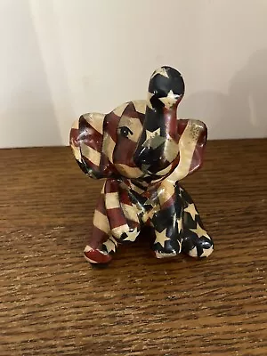Vintage La Vie Patriotic Patchwork American Flag Elephant Ceramic Figurine  • $19.99