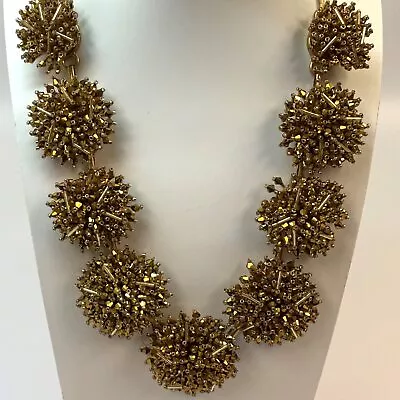 Designer J. Crew Gold-Tone Firecracker Fashionable Statement Necklace • $10.50