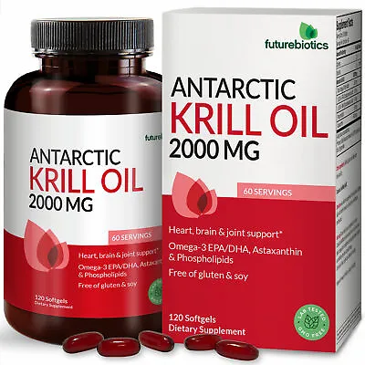$19.99 • Buy Futurebiotics Antarctic Krill Oil Astaxanthin 2000mg, Non GMO,120 Softgels