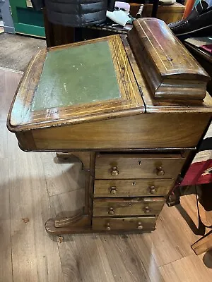 19th Century Vintage/antique Inlaid Davenport Desk Leather Insert Top • £428