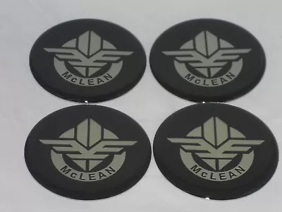 4 - BLACK McLEAN WIRE WHEEL RIM CENTER CAP ROUND STICKER LOGO 2.75  70mm DIA • $19.99