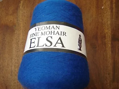 One  Full  Cone  Of 30% Kid  3ply Mohair Yeoman Elsa Royal Blue  1 X 300g • £9.99