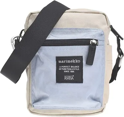 Marimekko Cash And Carry 090574 Shoulder Bag Light BLUE & Beige 22 X 15.5 X 5cm • $152