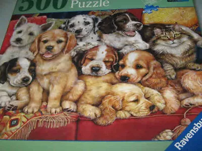 NEW Ravensburger NOTHING TO SEE HERE Puppies Cat 500 Piece Jigsaw Puzzle SEALED • $9