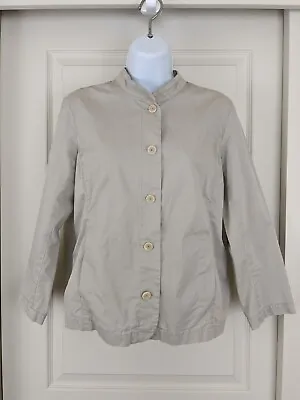 Eileen Fisher Mandarin Collar Jacket Button Front  Long Sleeves Cotton Size S • $25.19