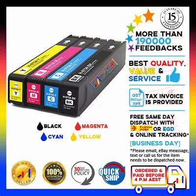 4x NoN-OEM Ink Cartridges 975A 975 A For Hp PageWide Pro MFP 477dw Printer • $154.95