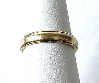 14K Solid Yellow Gold 4mm Milgrain Ladies Ring Sz 6 Vintage Wedding Band 3 Grams • $199