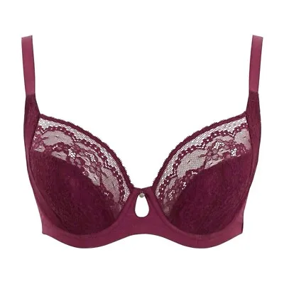 Cleo By Panache Alexis Berry Red Underwired Balcony Bra UK 30F 32GG • £14.99