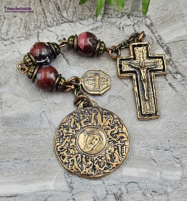 Stations Of The Cross Crown Of Thorns 3 Beads Vintage Bronze Chaplet • $64