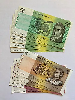 AUSTRALIAN NOTES  3x$1  5x $2  2x$5   Circulated • $33