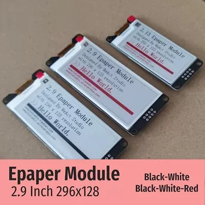 2.9  E-Ink / EInk Module Display Screen  SPI 3-Colour - Black-White-Red • £14.99