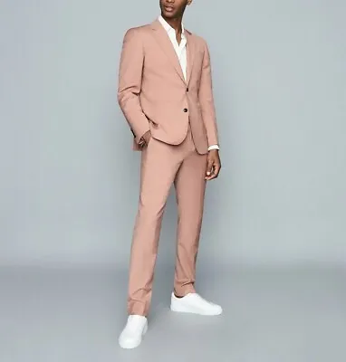 Mens Pink Tuxedo Suit Groomsmen Wedding Slim Fit Party Wear Dinner Coat Pants • $249