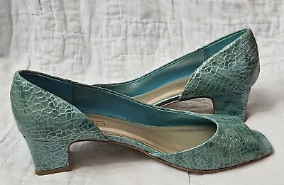 Moda Espana D'Orsay Aqua Block Heel Open Toe Shoes 8.5.M • $12.99