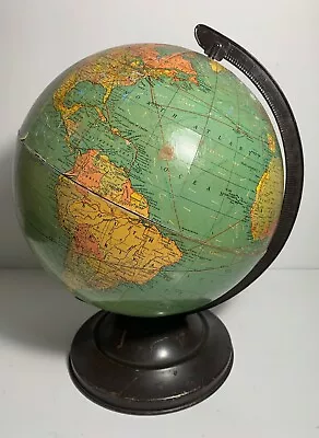 Antique Pre-WWII Replogle Globe - 10 Inch Standard Globe With Stand Revolving • $44.99