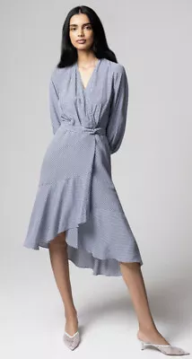 $180 • Buy SCANLAN THEODORE Gingham Wrap Ruffle Dress Navy/White $650 Size6