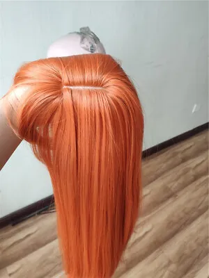 UK 24inch Cosplay Wig With Bangs  Fashion Women Orange Heat Resistant Hair • £15.19