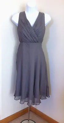 J CREW Evie Silk Chiffon Dress Graphite Gray Size 0 Petite Cocktail Sleeveless • $45.75