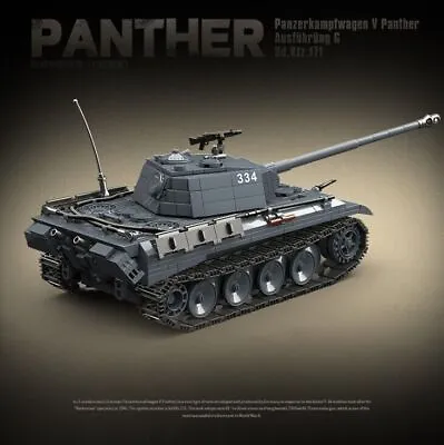 Military Panther Tank 334 WW2 Model  Model Building Blocks MOC Kids Toy • $109.60