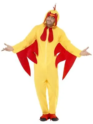Adult Fancy Dress Hooded All In One Chicken Costume Mens Ladies Animal Smiffys • £28.99