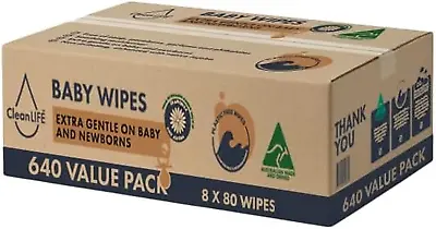 Cleanlife Baby Wipes 640 Bulk Pack - Plastic Free And Bio-Degradable Wipes A... • $56.46