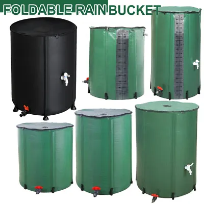 50/100/200Gallon Collapsible Rain Water Barrel Tank Butt Storage Spout Collector • £27.95