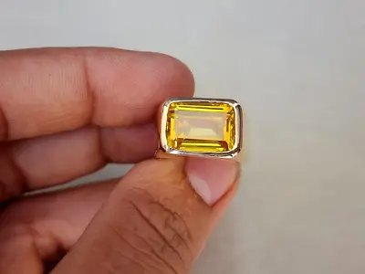 Solid 925 Sterling Silver Citrine Gemstone Cushion Cut Gemstone Ring All Size SS • $29.51