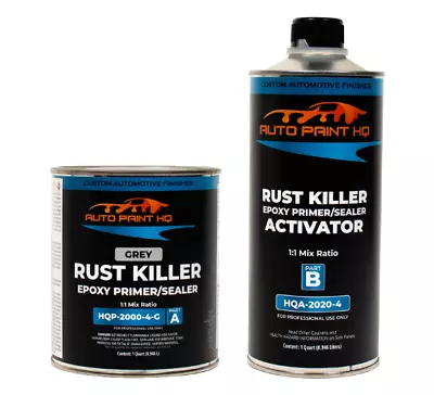 Rust Killer Epoxy Primer Sealer DTM Quart Kit Gray Black Or White • $79.95