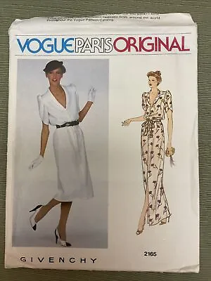 Vogue Givenchy 2165 Misses  Dress & Belt Sewing Pattern Size 12 Uncut • $9.99
