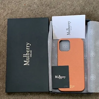 New Authentic MULBERRY Apple IPhone 12 Phone Leather Case Apricot Clip On Boxed • £59.99
