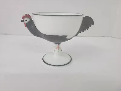 Vintage Hand Painted Ceramic 3-D Black Rooster Egg Cup Unbranded 3-1/4 X 3-3/8 • $14.99
