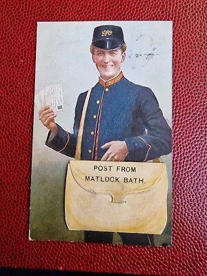 G.p.o Postman Post From Matlock Bath Derbyshire Vintage Postcard 1912 • £4