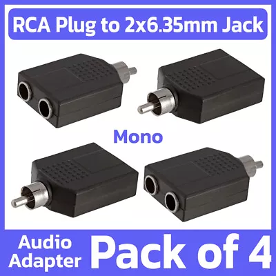 4 Pack RCA Plug To 2x 6.35mm Jack Mono Splitter Adapter Connector Converter • $8.49