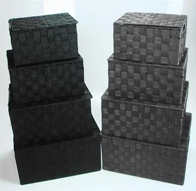 £6.99 • Buy Lidded Grey Or White Tapered A4 Paper Storage Box Hamper Basket Metal Handles