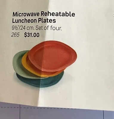 Tupperware Square Microwave Reheatable Luncheon Plates 4pc Set 9.5  New! • $23.54