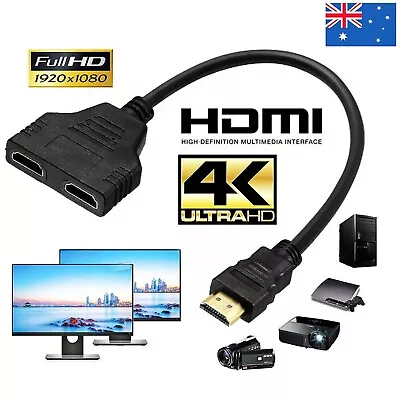 1080P HDMI Male To Dual HDMI Female 1 To 2 Way Cable Cord For HDTVLCDMonitor • $8.99