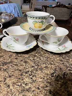 2 Footed Cup With Bread & Butter Saucer My Garden  & 1 Cup &saby VILLEROY & BOCH • $100